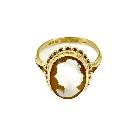 9ct Yellow Gold Cameo Set Ring Pre Loved