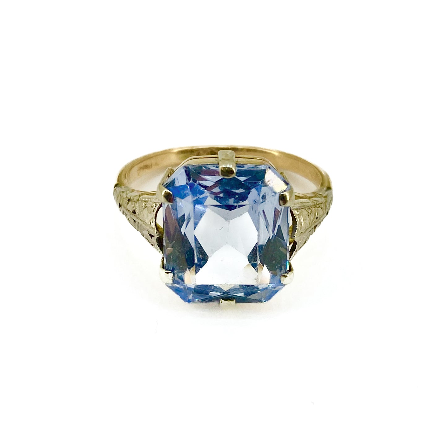 9ct Gold Blue Topaz Set Ring Pre Loved