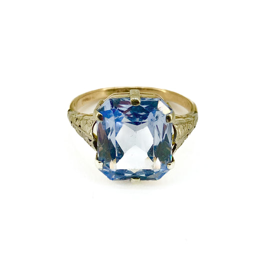 9ct Gold Blue Topaz Set Ring Pre Loved