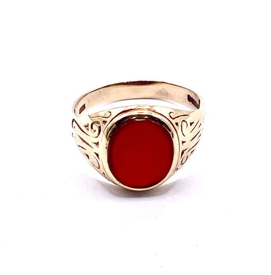 9ct Yellow Gold Carnelian Signet Ring Pre Loved