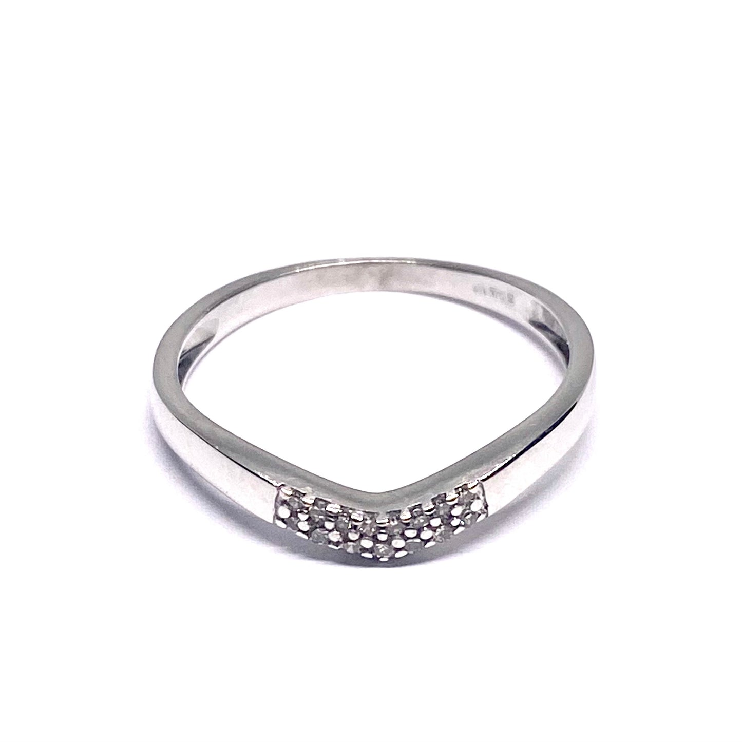 9ct White Gold Diamond set Shaped Ring  Pre Loved