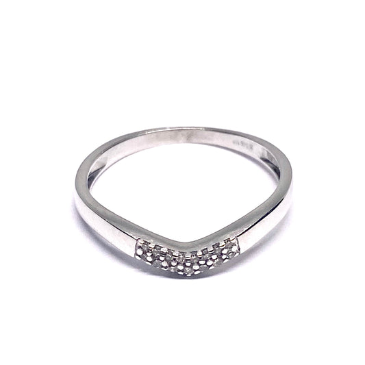 9ct White Gold Diamond set Shaped Ring  Pre Loved