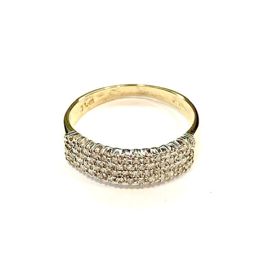 9ct Yellow Gold 4 Row Diamond Eternity Ring Pre Loved