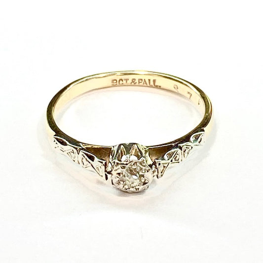 9ct Yellow Gold Diamond Solitaire Ring Pre Loved