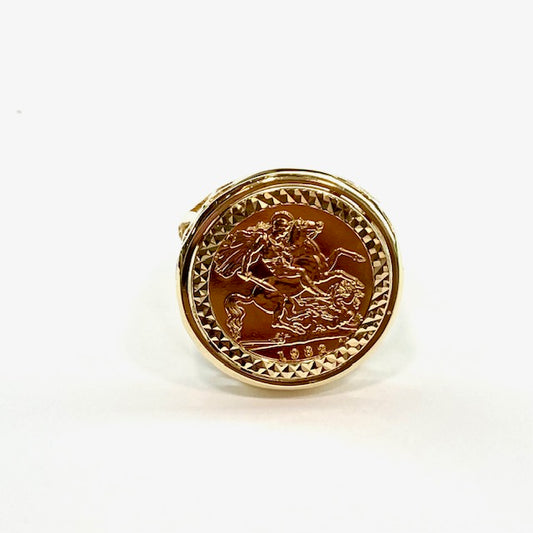 9ct Yellow Gold Half Sovereign Ring Pre Loved