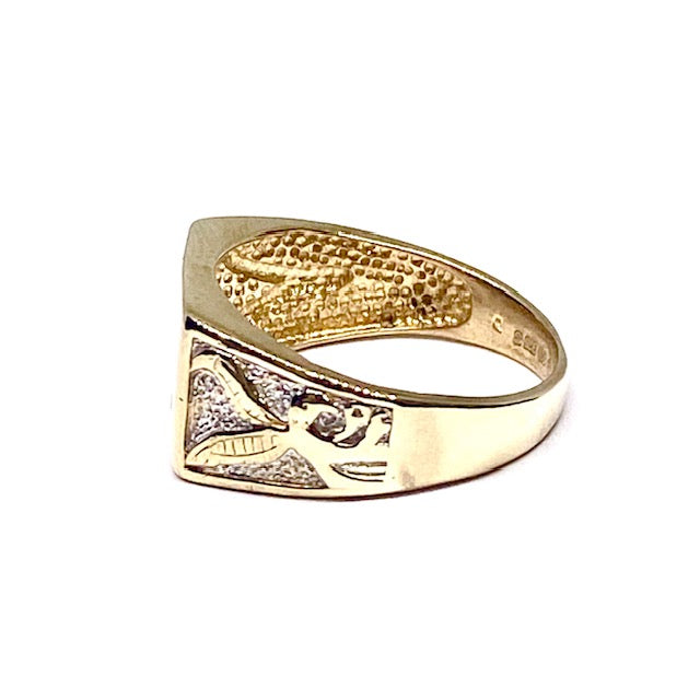 9ct  Gents Yellow Gold Stone set Signet ring Pre-loved