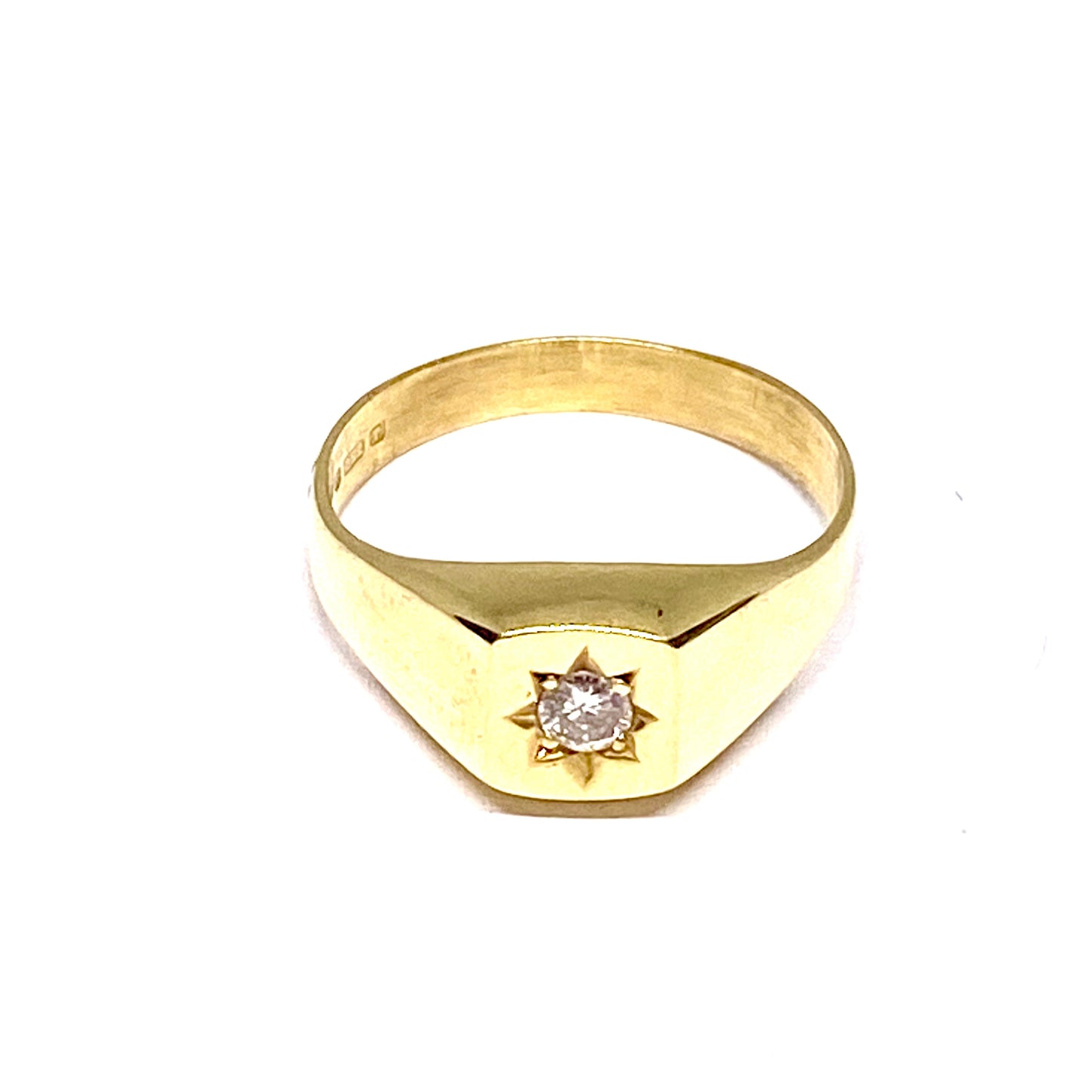 18ct  Gents Yellow Gold Diamond set  Signet Ring Pre-loved