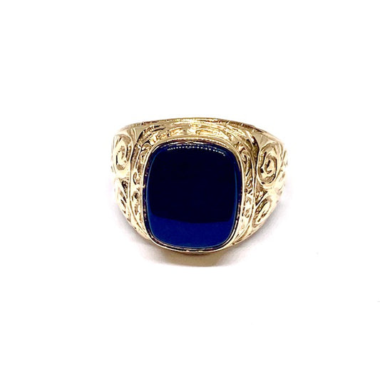 9ct Gents Yellow Gold Onyx Set Signet Ring Pre-loved