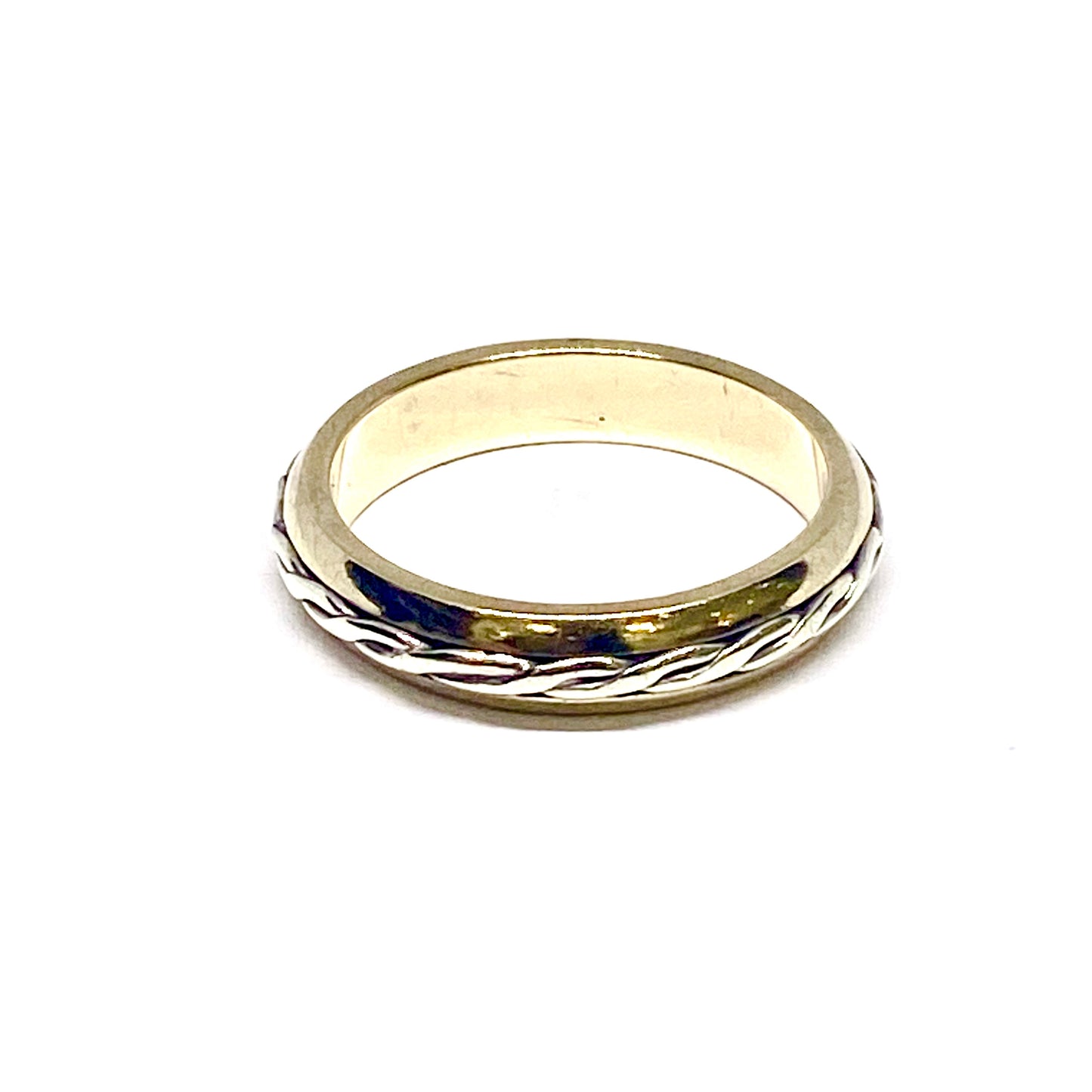 9ct 2 tone Rope Twisted Centre Wedding Ring Pre-Loved