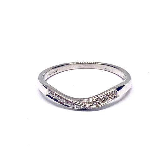 9ct White Gold Diamond set Shaped Ring  Pre Loved
