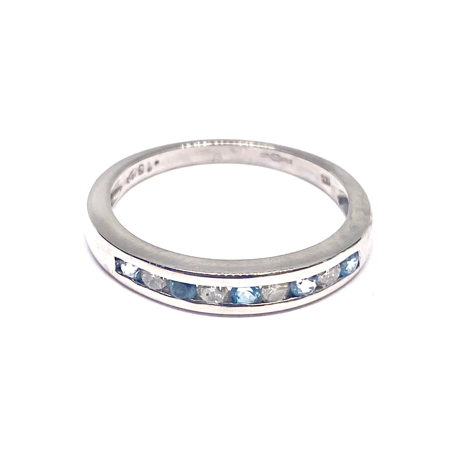 9ct White gold Topaz/Diamond set Half Eternity Ring Pre-Loved