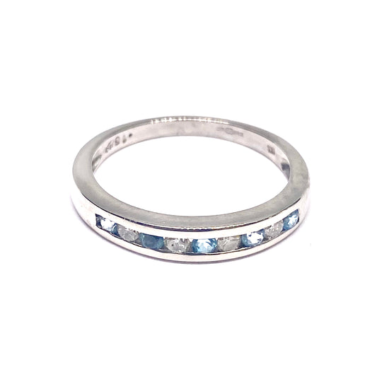 9ct White gold Topaz/Diamond set Half Eternity Ring Pre-Loved