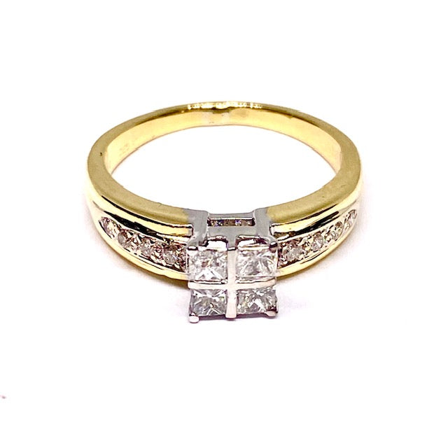 18ct Yellow Gold 4 Princess 0.50ct Diamond Set Ring Pre-Loved