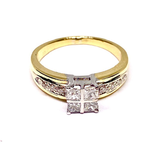 18ct Yellow Gold 4 Princess 0.50ct Diamond Set Ring Pre-Loved