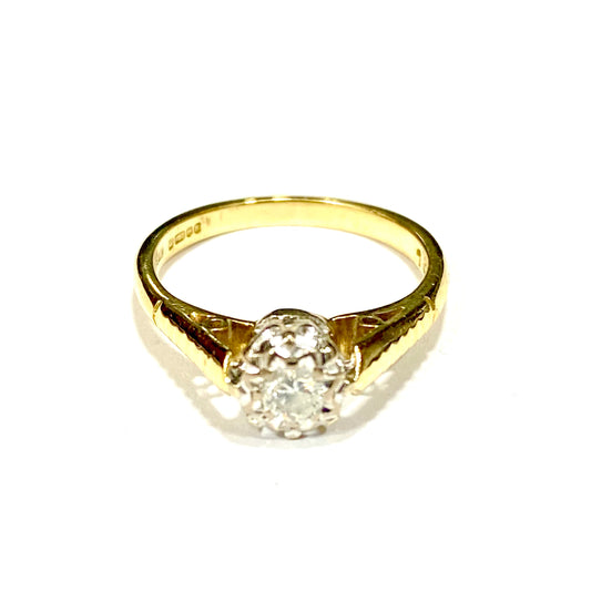 18ct Yellow Gold Diamond Solitaire Pre-loved Ring