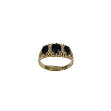 Load image into Gallery viewer, 9ct Yellow Gold Black Sapphire &amp; Diamond Ring - Pre-Loved
