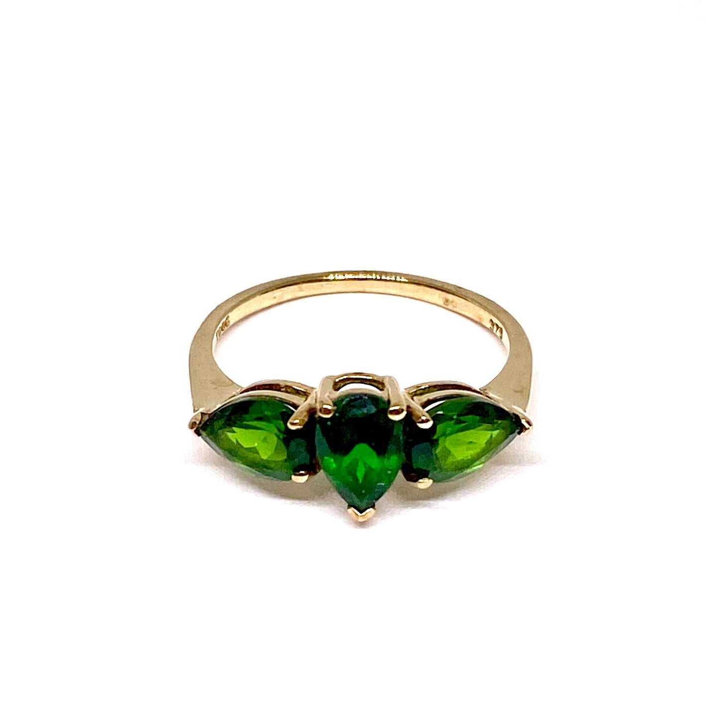 9ct Yellow Gold Green Stone Set Pre-Loved Dress Ring