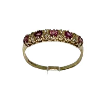 9ct Yellow Gold Ruby & Diamond Eternity Style Ring Pre-Loved