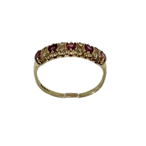 9ct Yellow Gold Ruby & Diamond Eternity Style Ring Pre-Loved