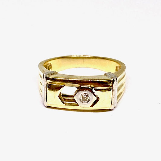 Yellow Gold Diamond Set Signet Pre-Loved Ring