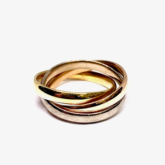 18ct Yellow, White and Rose Gold Russian Style Pre-Loved Ring
