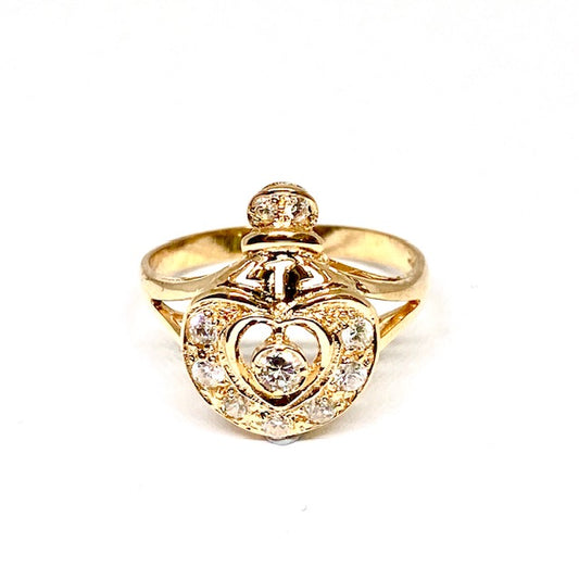 Gold Cubic Zirconia Set Pre-Loved Dress Ring