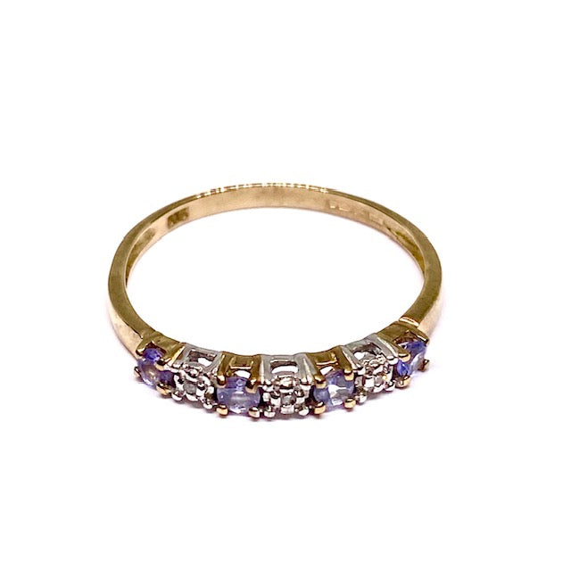 9ct Yellow Gold Tanzanite Stone Set Pre-Loved Eternity Ring