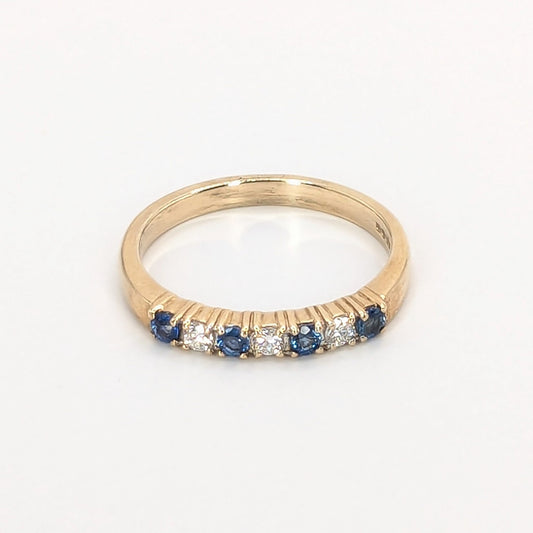 9ct Yellow Gold Sapphires and Diamonds Eternity Ring Pre-Loved