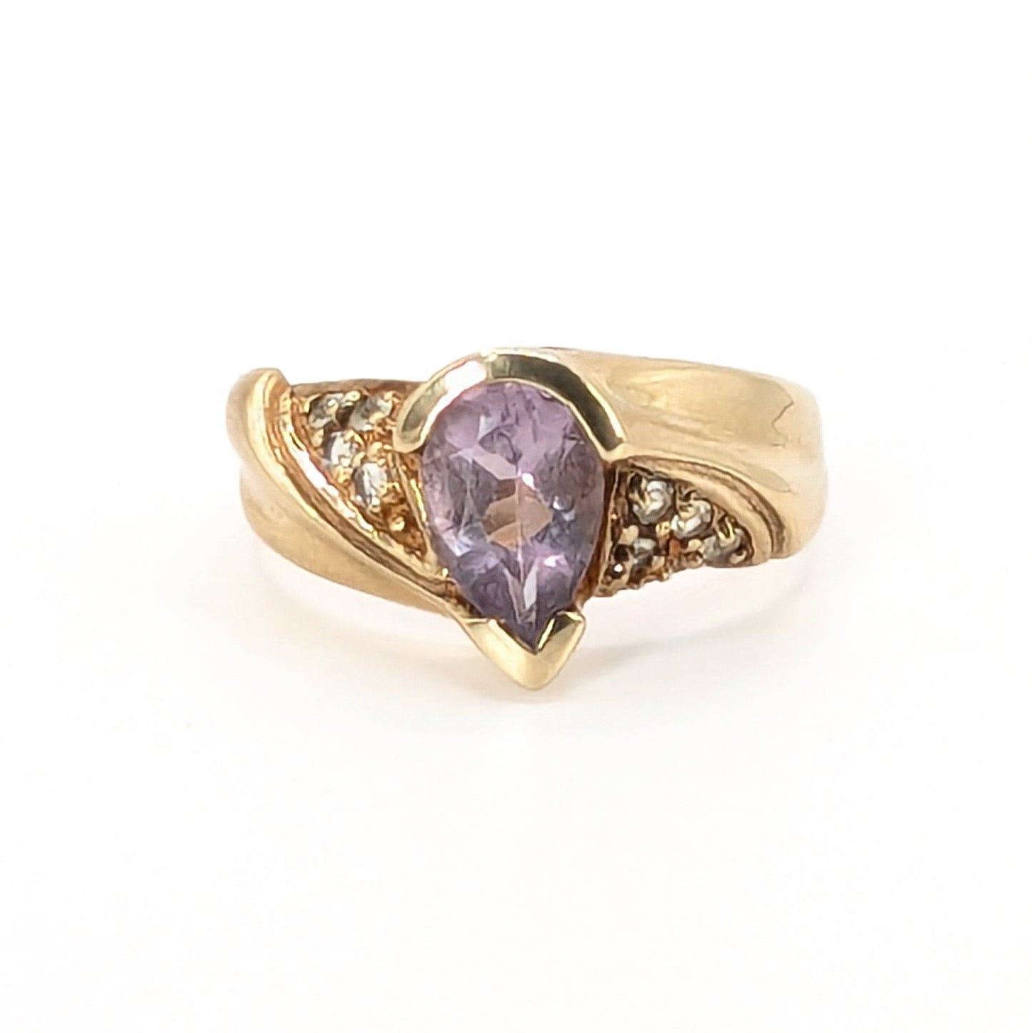 9ct Yellow Gold Amethyst Set Ring Pre Loved