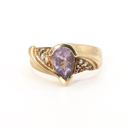 9ct Yellow Gold Amethyst Set Ring Pre Loved