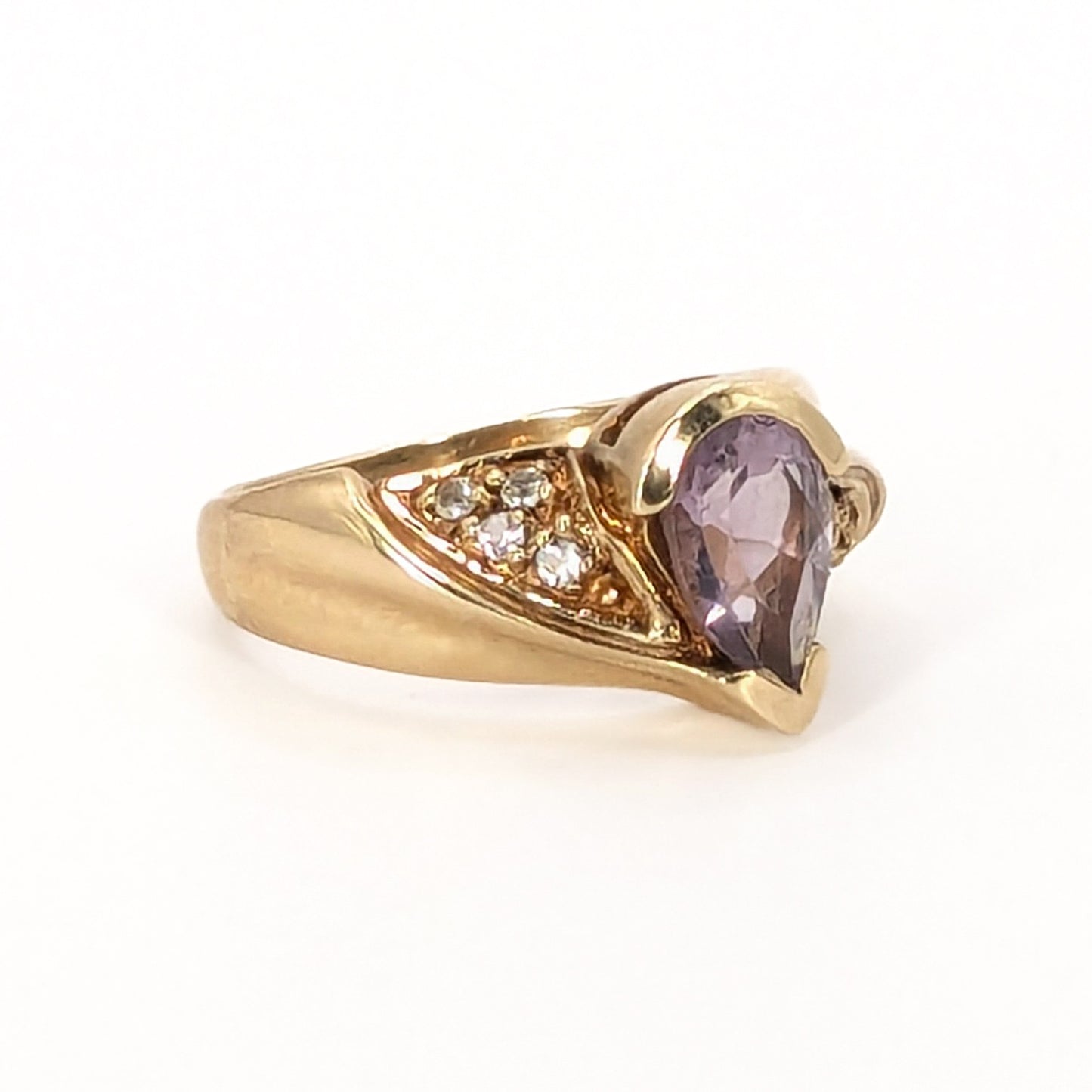 9ct Yellow Gold Amethyst Set Ring Pre Loved