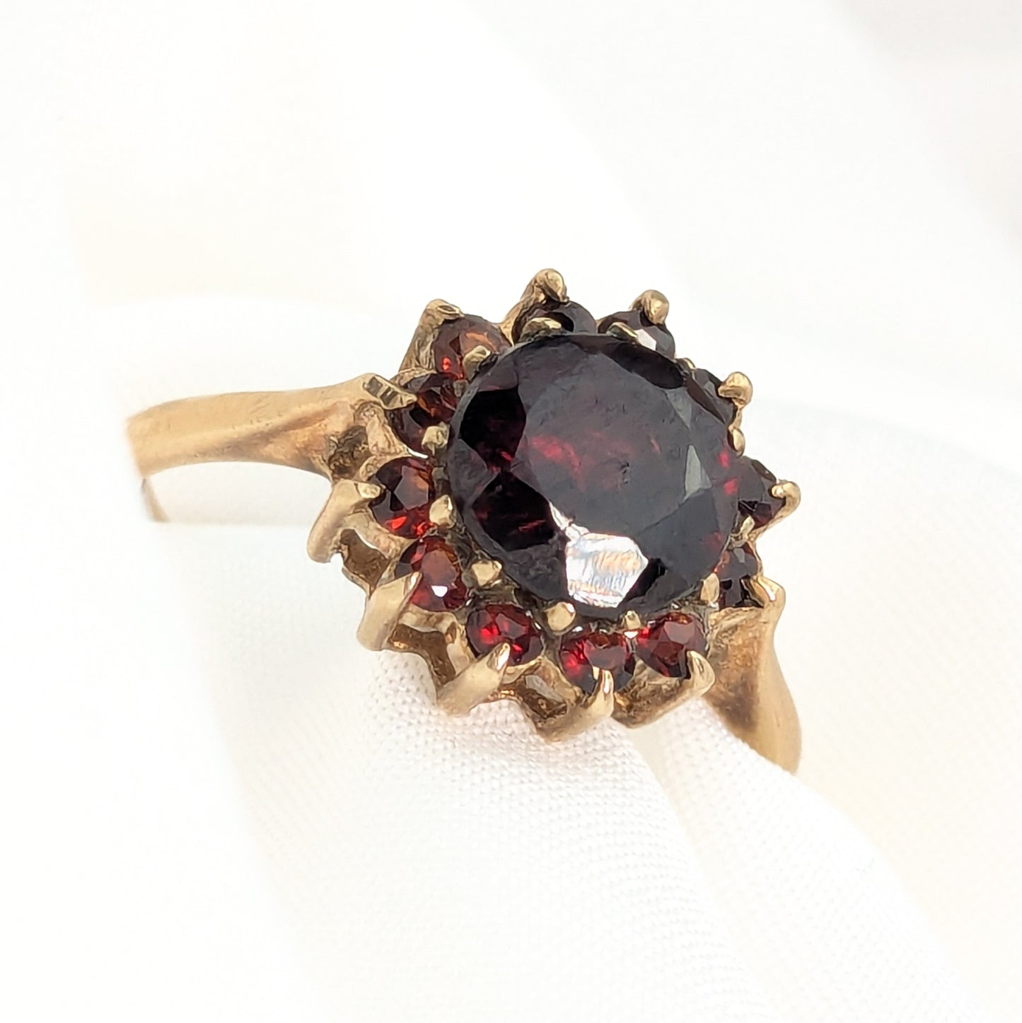 9ct Yellow Gold Garnet Set Ring Pre Loved