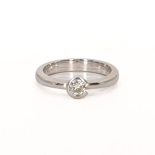 18ct White Gold Diamond Solitaire Ring in Wrap Around setting