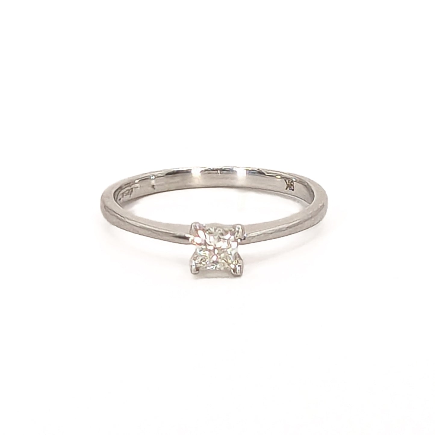 9ct White Gold Princess cut Solitaire Ring
