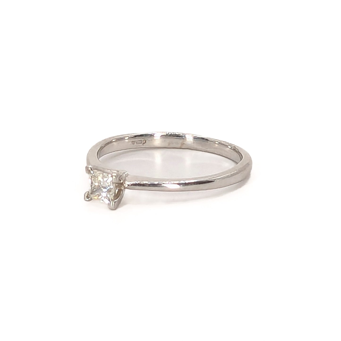 9ct White Gold Princess cut Solitaire Ring