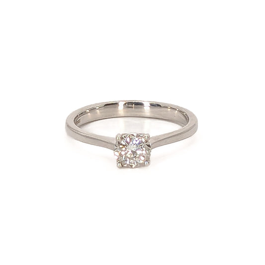 9ct White Gold Diamond Solitaire Ring with Starlight Setting Ring