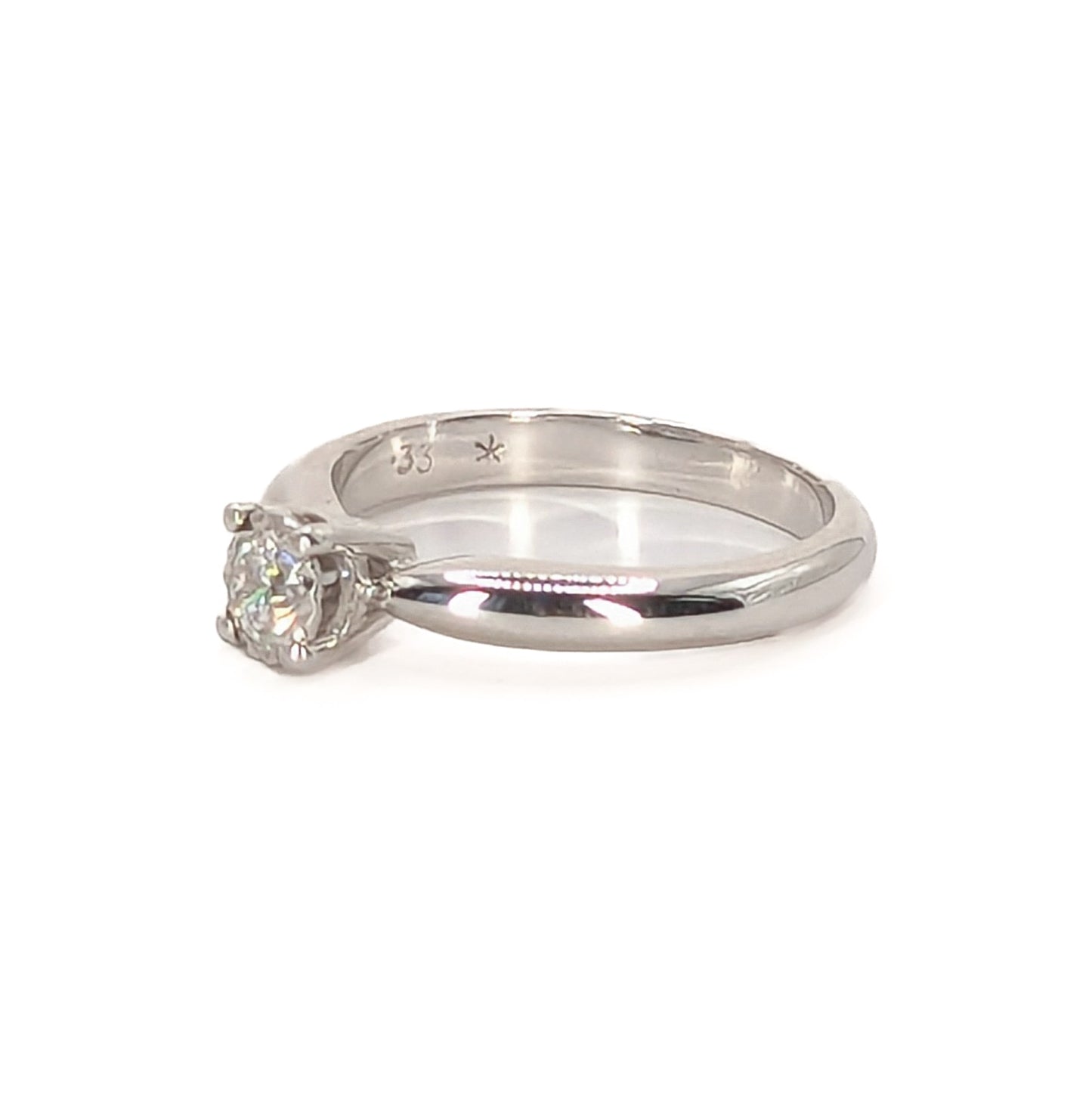 18ct White Gold  Starlight Set Solitaire Diamond Ring