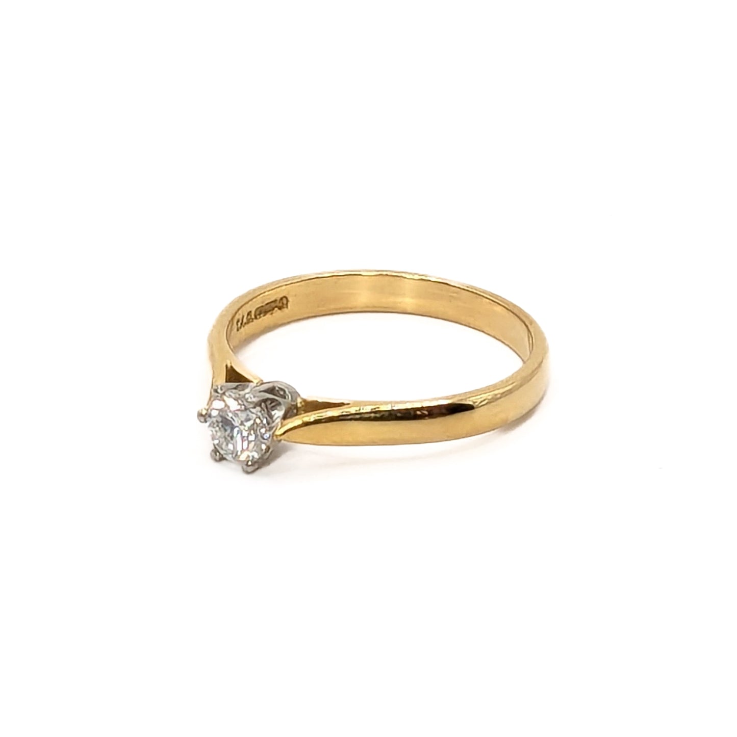 18ct Yellow Gold with Platinum Head Diamond Solitaire Ring