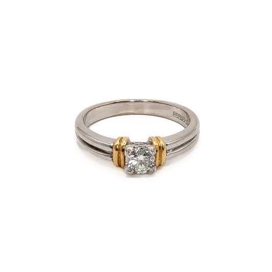 18ct White Gold with Yellow Gold Diamond Ring