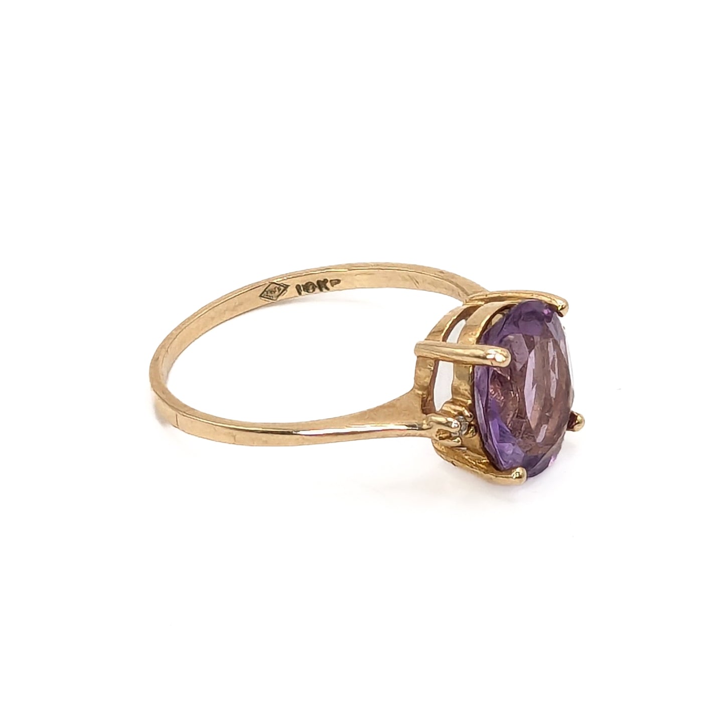10ct Yellow Gold Amethyst/Diamond Ring Preloved