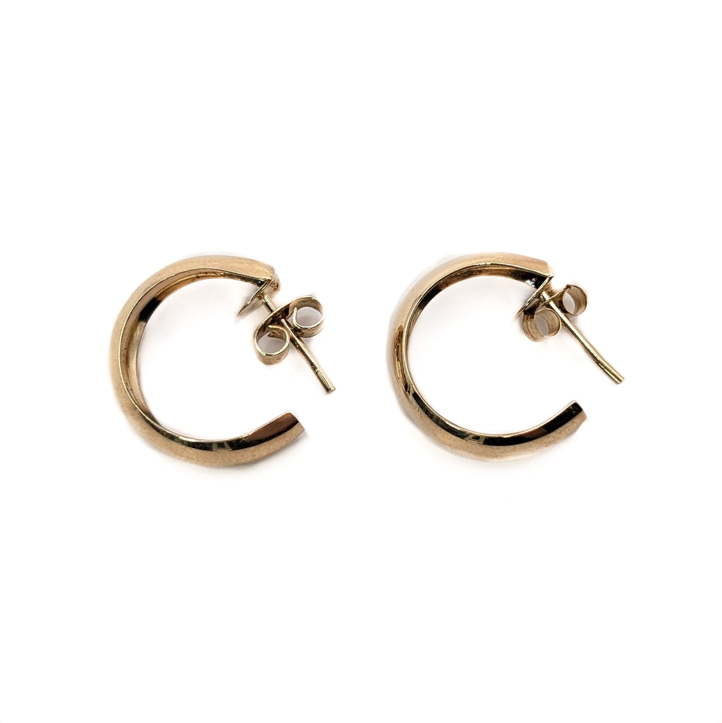 9ct Yellow Gold Half Hoop Stud Earrings Pre Loved