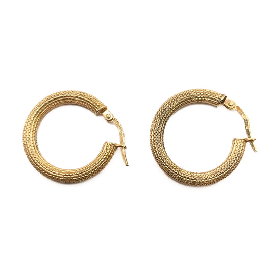 9ct Yellow Gold Pattern Hoop Earrings Pre Loved