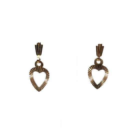 9ct Yellow Gold Heart Drop Earrings Pre Loved