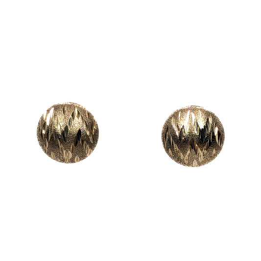 Yellow Gold Round Patterned Stud Earrings Pre Loved