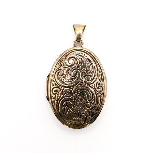 9ct Yellow Gold Patterned Oval Locket Pre Loved