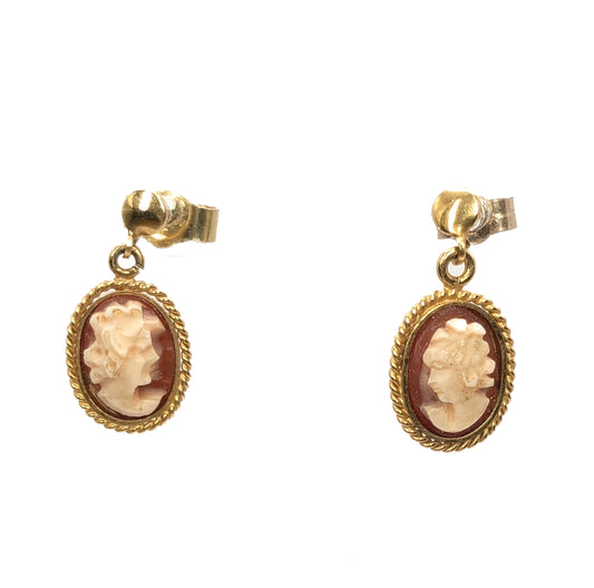 Yellow Gold Cameo Drop Earrings Pre Loved