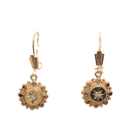 9ct Yellow Gold Diamond Set Drop Earrings Pre Loved
