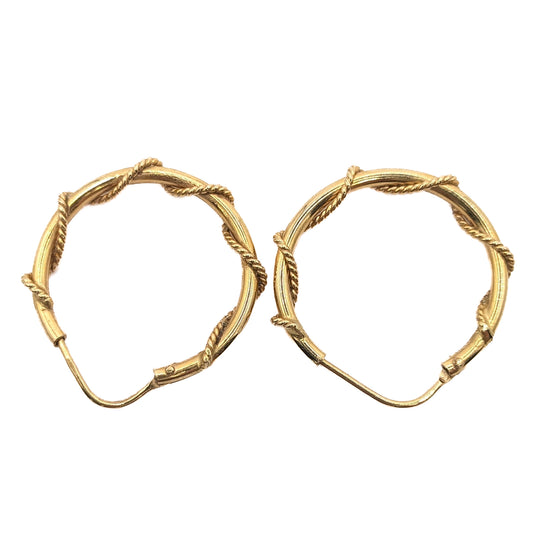 18ct Yellow Gold Rope Twist Hoop Earrings Pre Loved