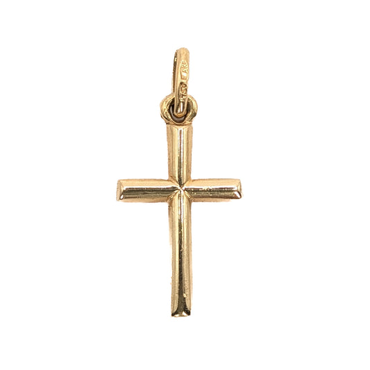 18ct Yellow Gold Small Plain Cross Pendant Pre Loved
