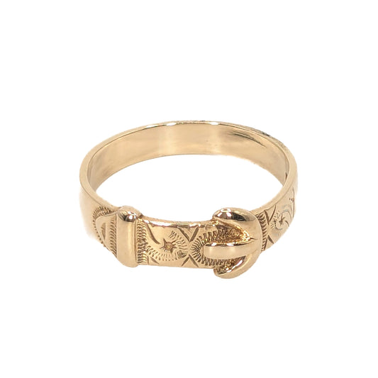 9ct Yellow Gold Buckle Style Ring Pre-Loved